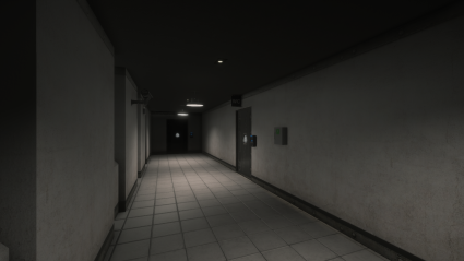 horror facility hald - lit corridor, scp containment, Stable Diffusion