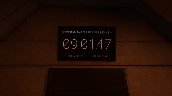 The timer as it appears on the screen above the elevators connecting Light and Heavy Containment Zone.